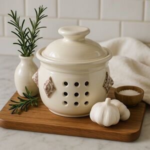 Artisan Pottery Garlic Keeper